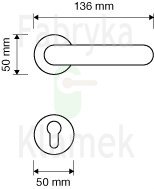 Klamka Florenzia 011 z rozetą na wkładkę - wymiary