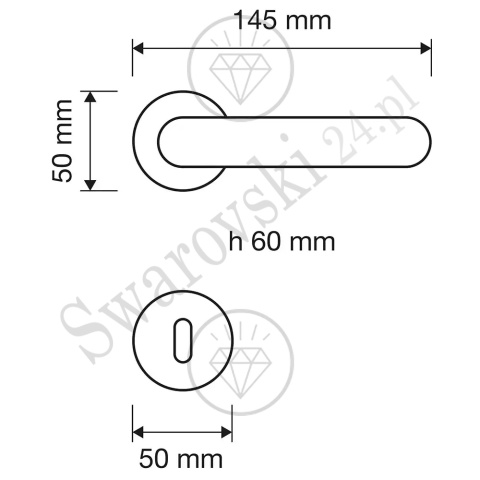 Klamka Cosmic 103 z szyldem na klucz CR - chromowana