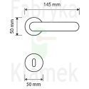 Klamka Decor 011 z rozetą na klucz OS - mosiężna satynowana