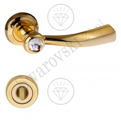 Klamka Elika Crystal 108 z szyldem WC OZ - pozłacana