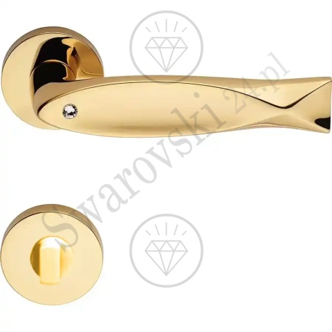 Klamka Fish Crystal 023 z szyldem WC OZ - pozłacana