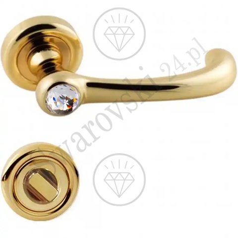 Klamka Idea Crystal 103 z szyldem WC OZ - pozłacana