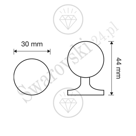 CRYSTAL 30 mm gałka meblowa z kryształem Swarovski® CS - chromowana matowa