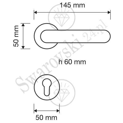 Klamka Cosmic 103 z szyldem na wkładkę CR - chromowana