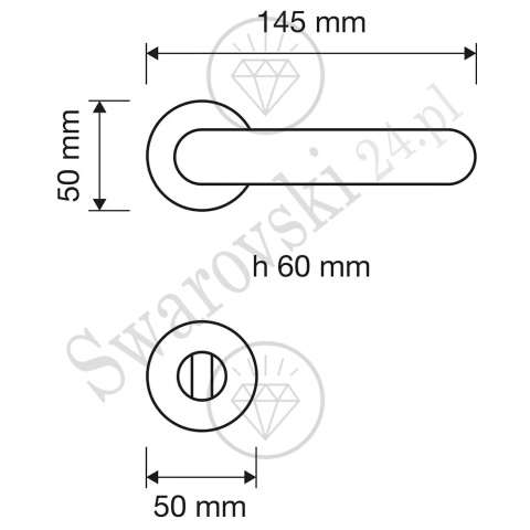 Klamka Cosmic 103 z szyldem WC OZ - pozłacana