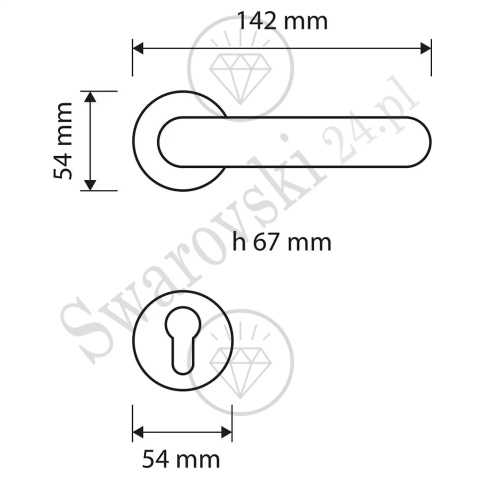 Klamka Madame Crystal 112 z szyldem na wkładkę OF - złoto francuskie