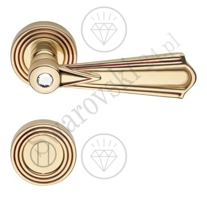 Klamka Madame Crystal 112 z szyldem WC OF - złoto francuskie