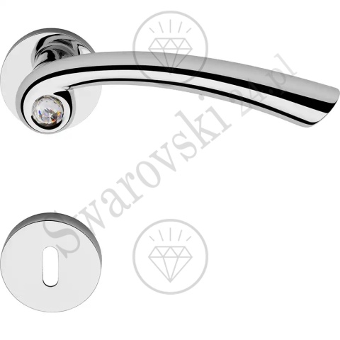 Klamka Nau Crystal 023 z szyldem na klucz CR - chromowana matowa