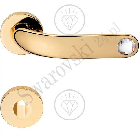 Klamka Point Crystal 023 z szyldem WC OZ - pozłacana