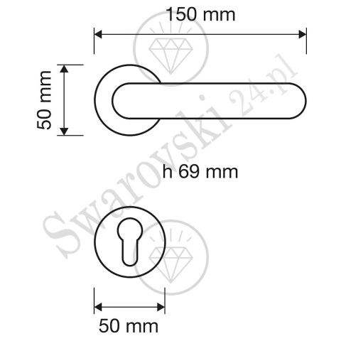Klamka Profilo Mesh z szyldem na wkładkę